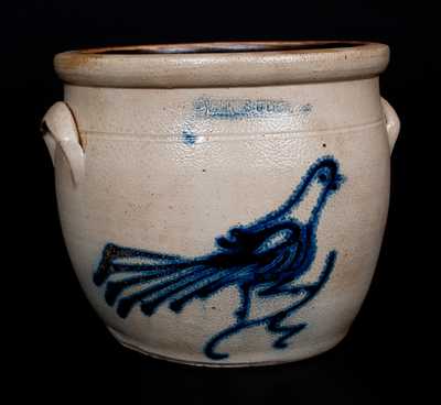 WHITES UTICA Stoneware Jar with Slip-Trailed Bird Decoration