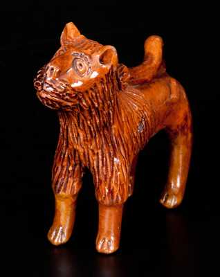 Hand-Modeled Pennsylvania Redware Lion Figure, c1850-80