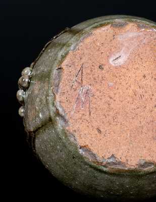 Rare Arie Meaders Stoneware Beanpot with Applied Grapes Decoration