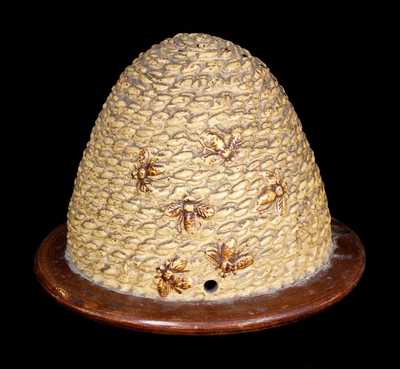 Cold-Painted Redware Bank in the Form of a Bee Skep