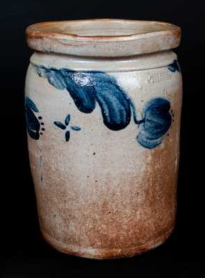 JOHN BELL / WAYNESBORO Stoneware Jar w/ Vibrant Tulip Decoration and Crosses