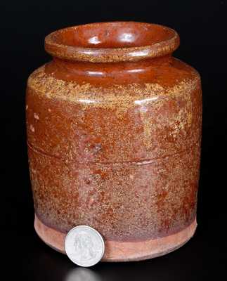 Small Redware Jar Inscribed