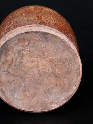Small Redware Jar Inscribed