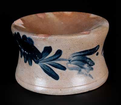 Remmey, Philadelphia, Stoneware Spittoon with Cobalt Floral Decoration