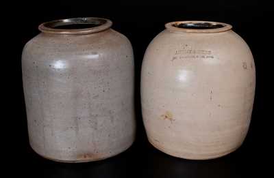 Lot of Two: Stoneware Snuff Jars, APPLEBY & HELME. 133 WATER ST. E. COR. PINE