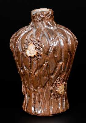 Stoneware Stump Birth Bank w/ Bird s Nest Finial,