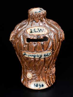 Stoneware Stump Birth Bank w/ Bird s Nest Finial,