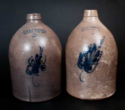 Lot of Two: E. & L. P. NORTON / BENNINGTON, VT Stoneware Jugs with Similar Decorations