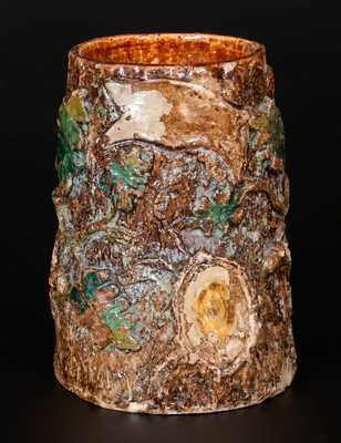 Rare John Fritz, Philadelphia, Rustic Pottery Mug w/ Tree Branch Handle and Oak Leaves and Acorns