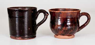 Lot of Two: Glazed Redware Mugs