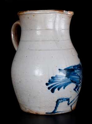 Elaborate New York State Bird-on-Stump Stoneware Pitcher