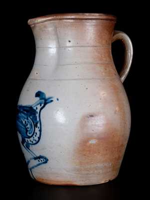 Elaborate New York State Bird-on-Stump Stoneware Pitcher