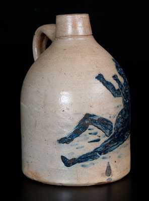 Rare Half-Gallon Stoneware Jug with Detailed Bathing Beauty Decoration