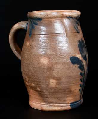 One-Quart Remmey, Philadelphia Stoneware Pitcher w/ Tulip Decoration