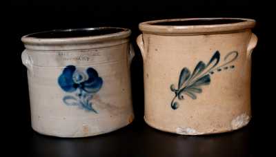Lot of Two: Stoneware Jars with Floral Decoration, one Marked A. O. WHITTEMORE / HAVANA, NY