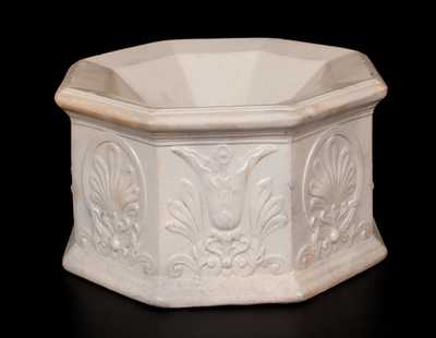 Rare AMERICAN POTTERY CO. (Jersey City, NJ) Salt-Glazed Stoneware Molded Spittoon