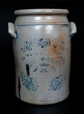 DILLINER & ENEIX / NEW GENEVA, PA Stoneware Jar w/ Stenciled Rose Decoration