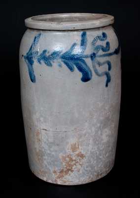 Rare Stoneware Jar with Brushed and Incised Tulip Decoration, Baltimore, circa 1840