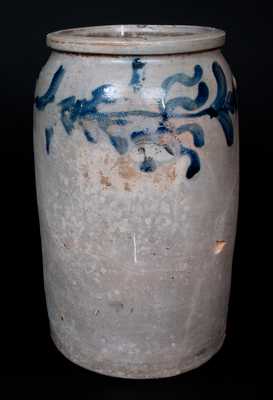 Rare Stoneware Jar with Brushed and Incised Tulip Decoration, Baltimore, circa 1840