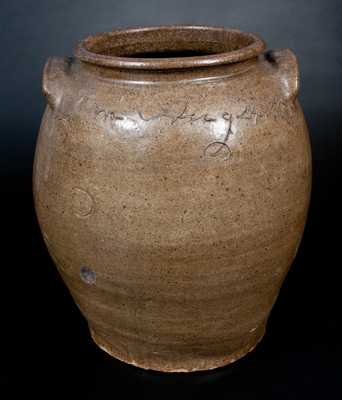Lm Aug 24, 1858 Stoneware Jar attrib. Dave the Slave, Lewis Miles Stoney Bluff Manufactory, Edgefield, SC, 1858