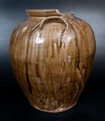 Monumental 10 Gal. Stoneware Jar with Dramatic Alkaline Glaze, possibly W. F. Hahn, Trenton, SC