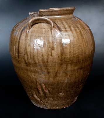 Monumental 10 Gal. Stoneware Jar with Dramatic Alkaline Glaze, possibly W. F. Hahn, Trenton, SC