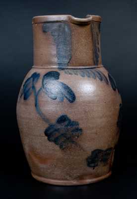 Two-Gallon Baltimore Stoneware Pitcher w/ Cobalt Floral Decoration