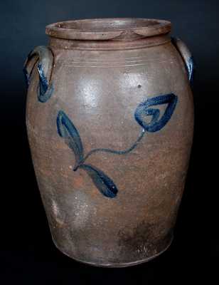 James River Virginia Stoneware Jar with Cobalt Tulip Decoration
