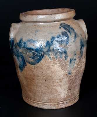 Half-Gallon Ovoid Baltimore Stoneware Jar with Floral Decoration