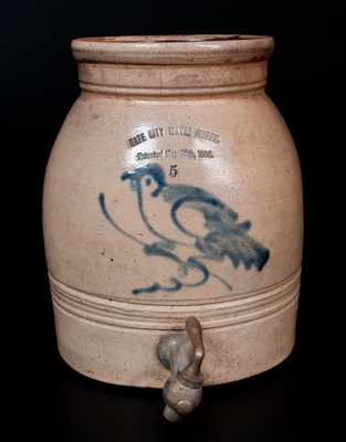 New York State Stoneware GATE CITY WATER COOLER with Bird Decoration