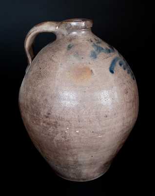 Ovoid Stoneware Jug with Cobalt Floral Decoration, probably Norwalk, CT
