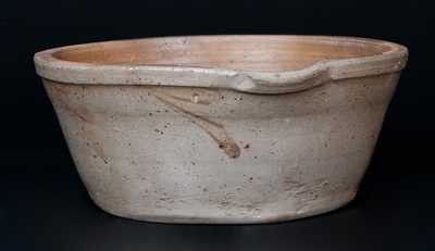 Stoneware Milk Pan with Manganese Leaf Decoration, Baltimore, circa 1880