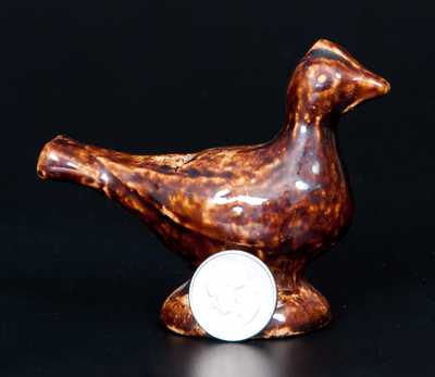 Unusual Rockingham-Glazed Bird Whistle, American, second half 19th century