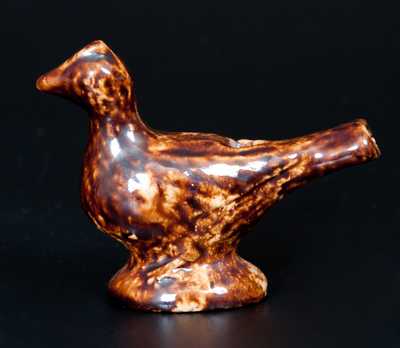 Unusual Rockingham-Glazed Bird Whistle, American, second half 19th century