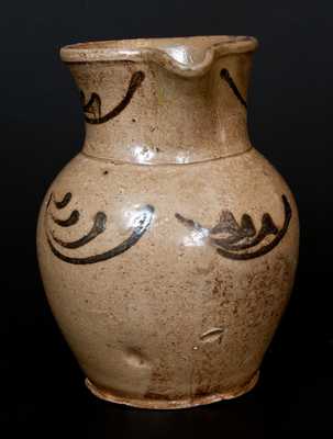 Rare Edgefield, SC Stoneware Pitcher with Alkaline Glaze and Iron-Oxide Designs