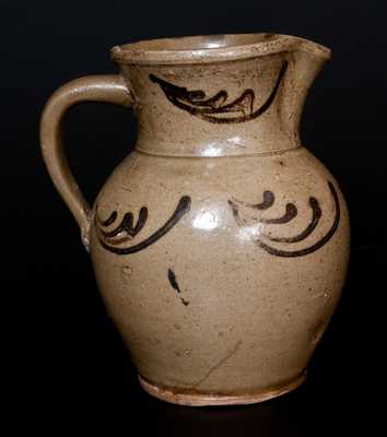 Rare Edgefield, SC Stoneware Pitcher with Alkaline Glaze and Iron-Oxide Designs