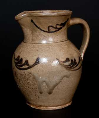 Rare Edgefield, SC Stoneware Pitcher with Alkaline Glaze and Iron-Oxide Designs