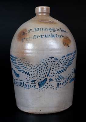 Scarce A.P. Donaghho / Fredericktown, Pa. / Excelsior Pottery Stoneware Eagle Jug