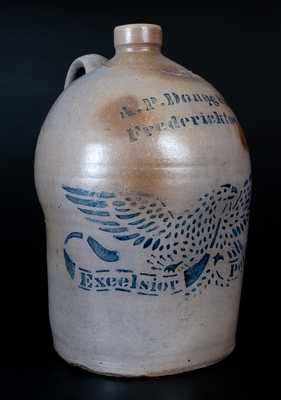 Scarce A.P. Donaghho / Fredericktown, Pa. / Excelsior Pottery Stoneware Eagle Jug