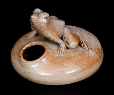 Rare Anna Pottery Frog Inkwell w/ Impressed KIRKPATRICK / ANNA, ILL Maker's Mark