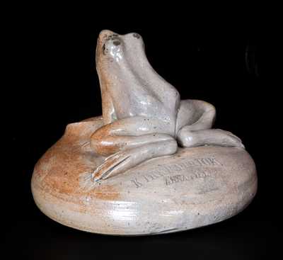 Rare Anna Pottery Frog Inkwell w/ Impressed KIRKPATRICK / ANNA, ILL Maker s Mark