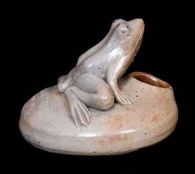Rare Anna Pottery Frog Inkwell w/ Impressed KIRKPATRICK / ANNA, ILL Maker s Mark