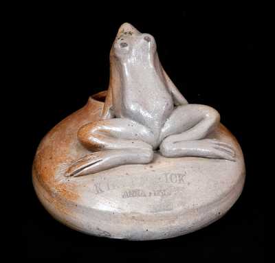 Rare Anna Pottery Frog Inkwell w/ Impressed KIRKPATRICK / ANNA, ILL Maker s Mark