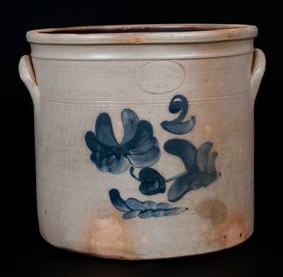 F. J. CAIRE / Huntington / L.I. Two-Gallon Stoneware Crock w/ Floral Decoration