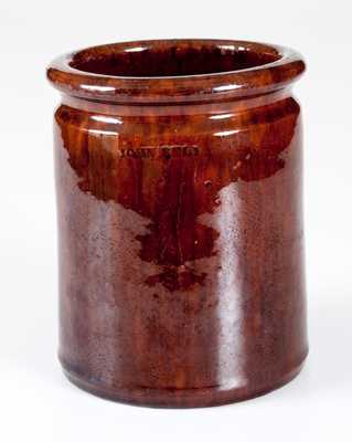 Glazed JOHN BELL (Waynesboro, PA) Redware Jar, c1850-80