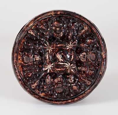 JOHN BELL / WAYNESBORO Glazed Redware Trivet, c1850-80