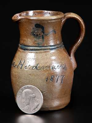 Very Rare Miniature 1877 Donaghho Pottery, Parkersburg, WV Stoneware Pitcher by Walter Donaghho