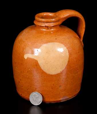 Rare Galena, IL Diminutive Redware Jug with Yellow Slip Circle Decoration