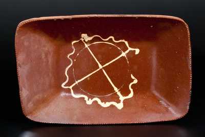 Slip-Decorated Redware Loaf Dish, Huntington, Long Island, New York origin, circa 1807-60