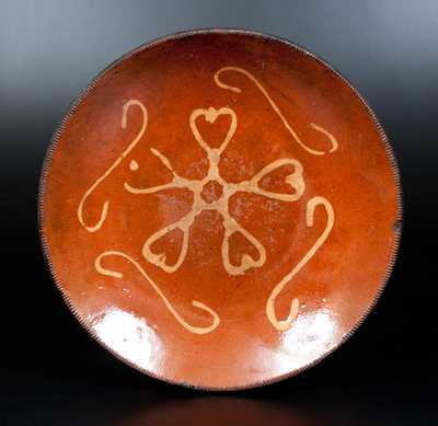 Fine Slip-Decorated Redware Plate, Huntington, Long Island, New York origin, circa 1807-60